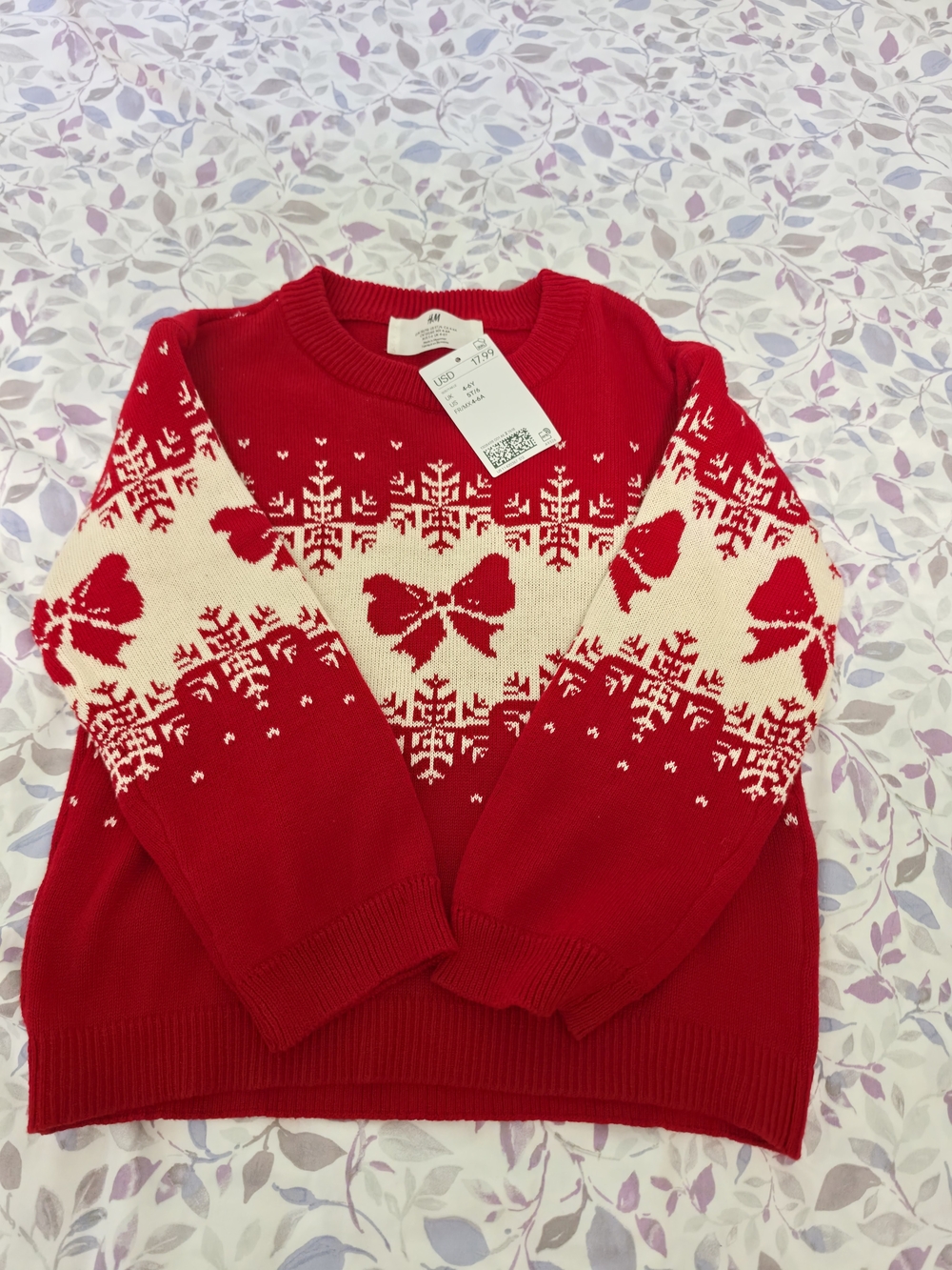 Red Holiday Bow Knit Sweater by H&M